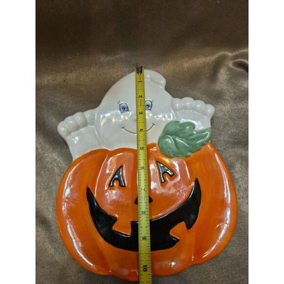 Vintage Halloween Hallmark Ghost & Pumpkin Serving Plate - Picture 7 of 8